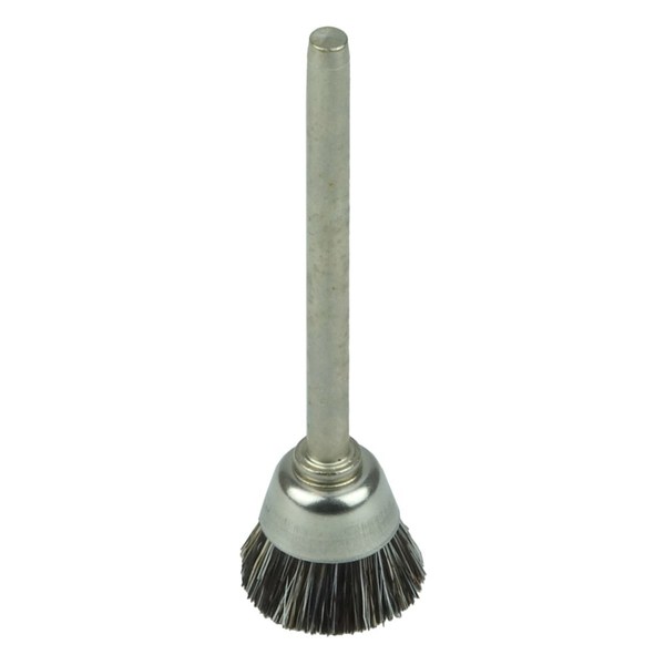 Weiler 9/16" Miniature Cup Brush, Stiff Hair Fill, 1/8" Stem 26093